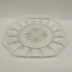 Federal Depression Glass Crystal COLUMBIA 8 7/8 Inch Square Dinner Plate